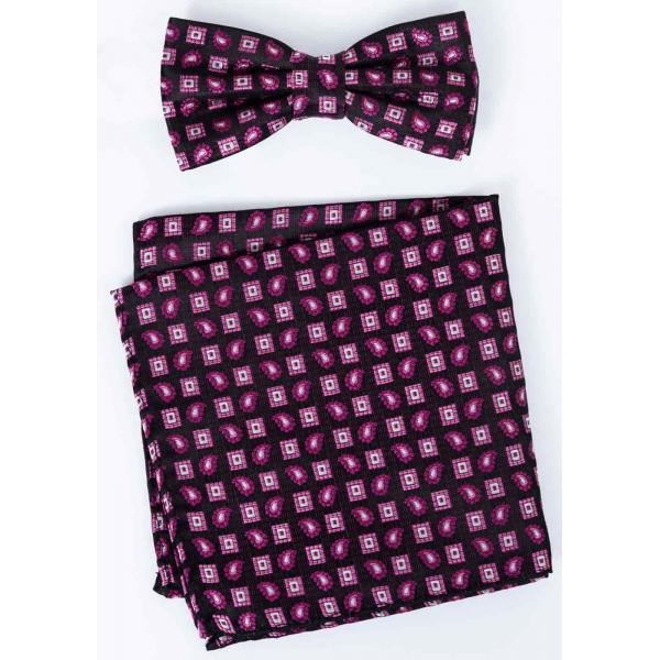 bm3011_boucle_et_mouchoir_noir_et_fuchsia_a_motif_paisley