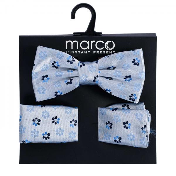 noeud-papillon-et-mouchoir-gris-et-bleu--motifs-florales